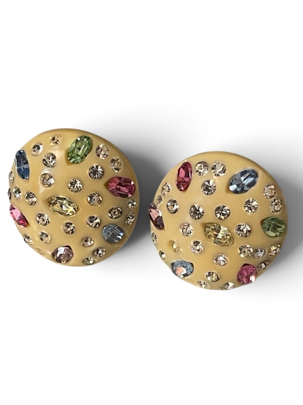 Weiss Thermoplastic Colorful Glass Rhinestone Confetti Clip-on Earrings (GLOW)